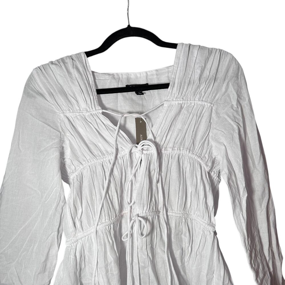 j.crew tiered tie-front dress in beach cotton white ca803 women size xsmall - Picture 4 of 8